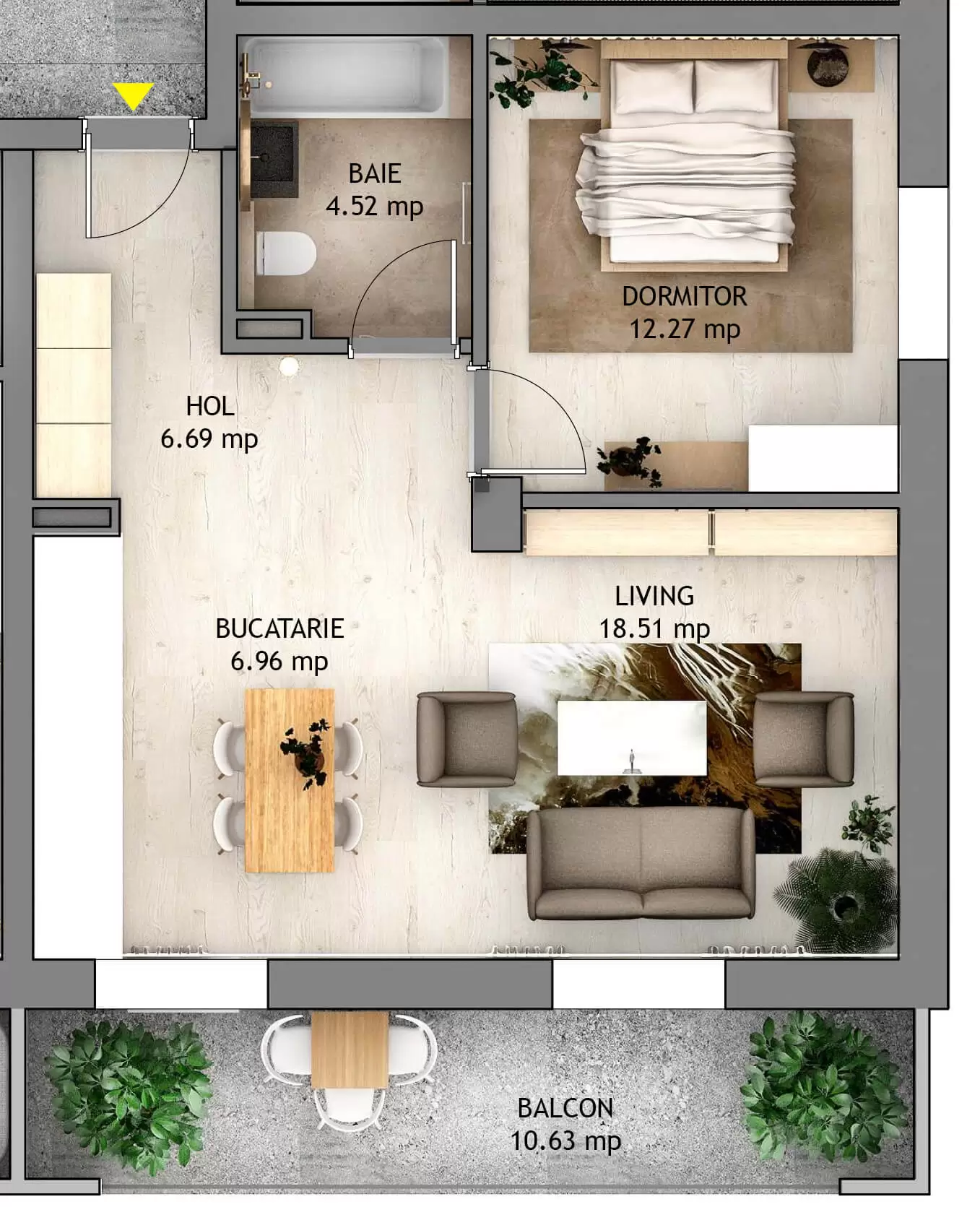 Apartament 2 camere tip E1-Ap 66-Bloc-6