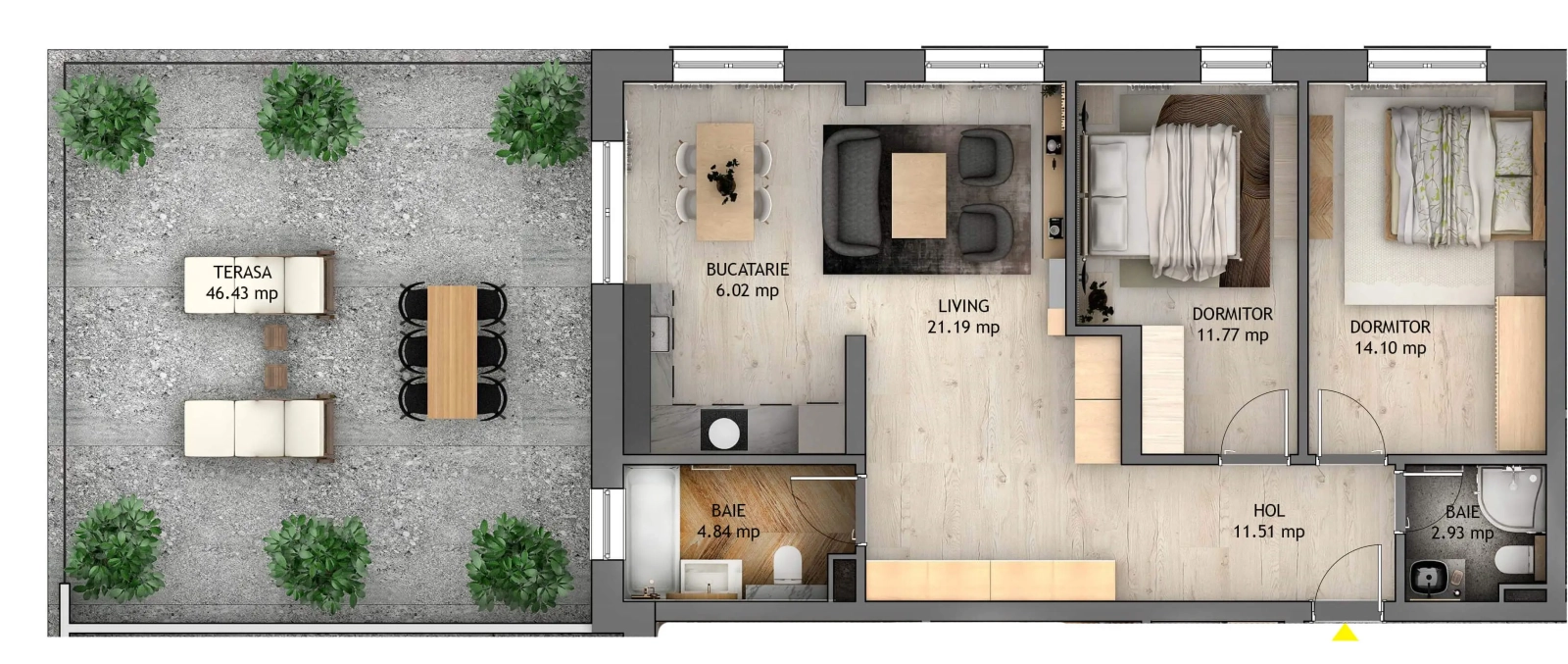 Penthouse Apartament 3 camere tip P2 Ap 74 Bloc 5