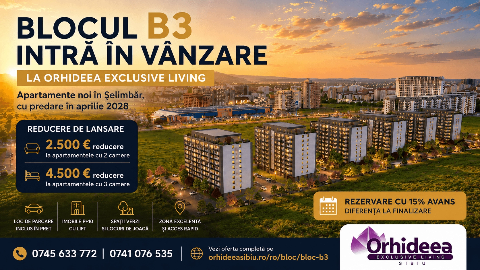Lansare Bloc B3 - Apartamente noi Șelimbăr | Orhideea Exclusive Living