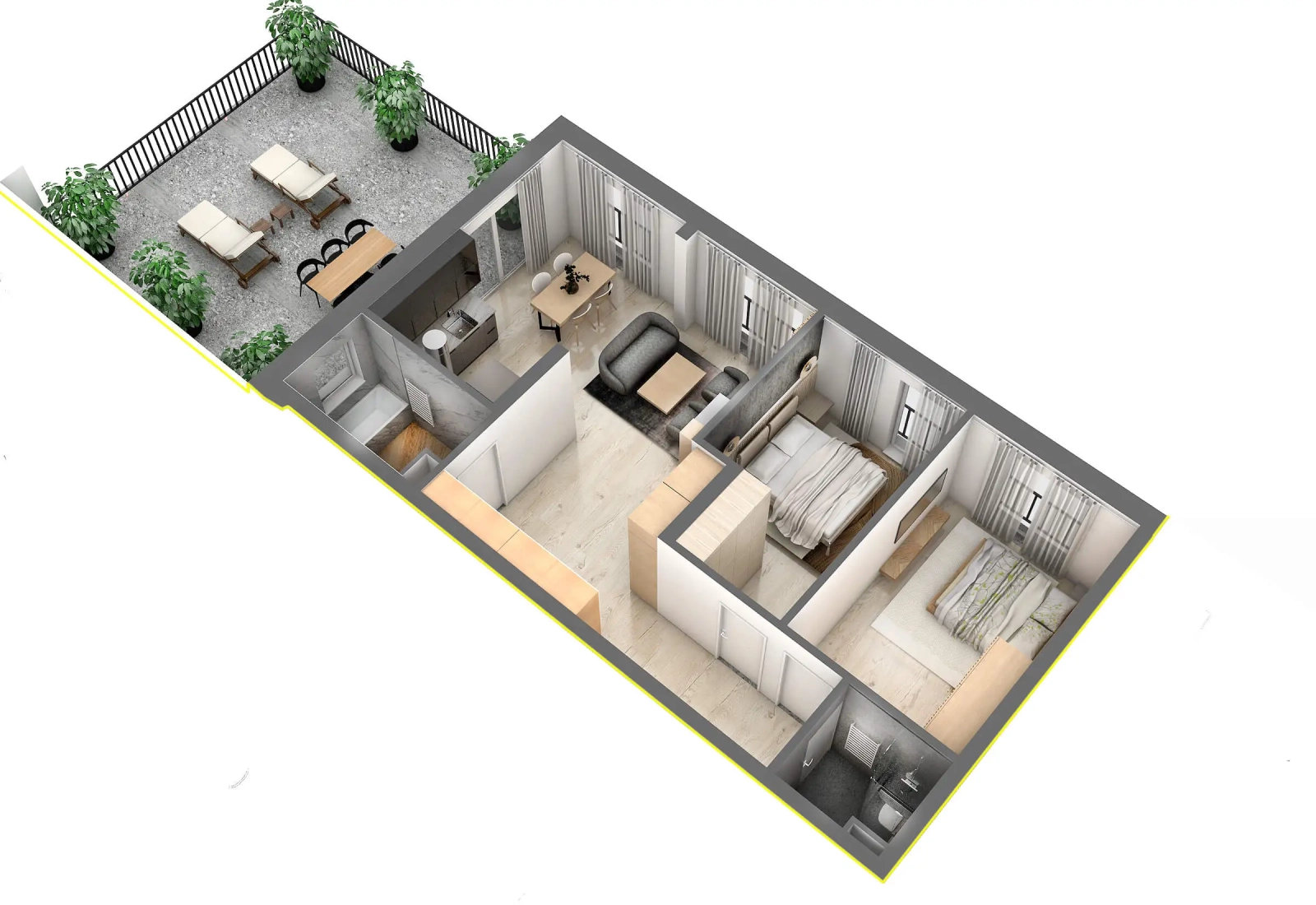 Apartament Penthouse cu 3 camere Tip P2