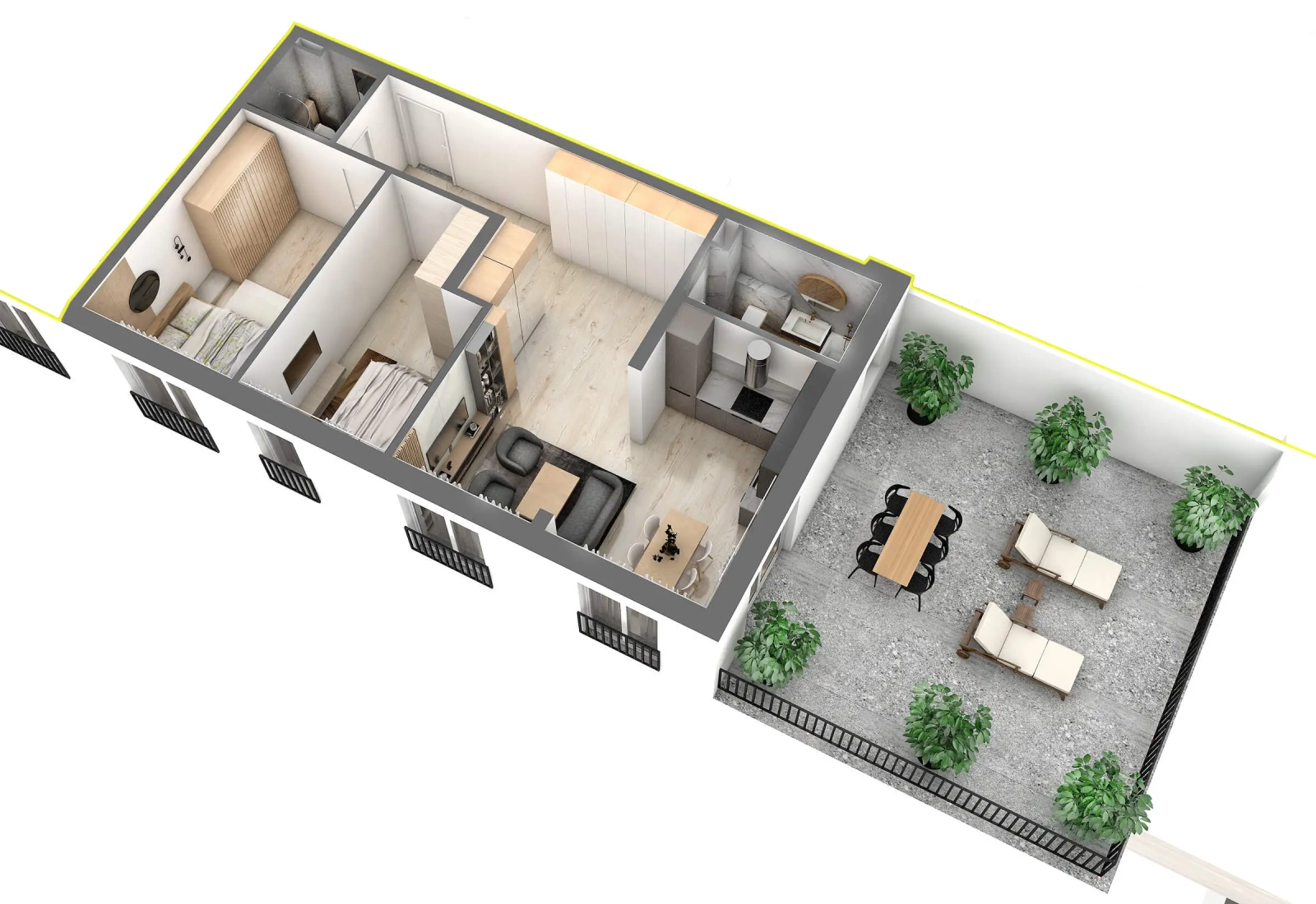 Apartament Penthouse cu 3 camere Tip P2