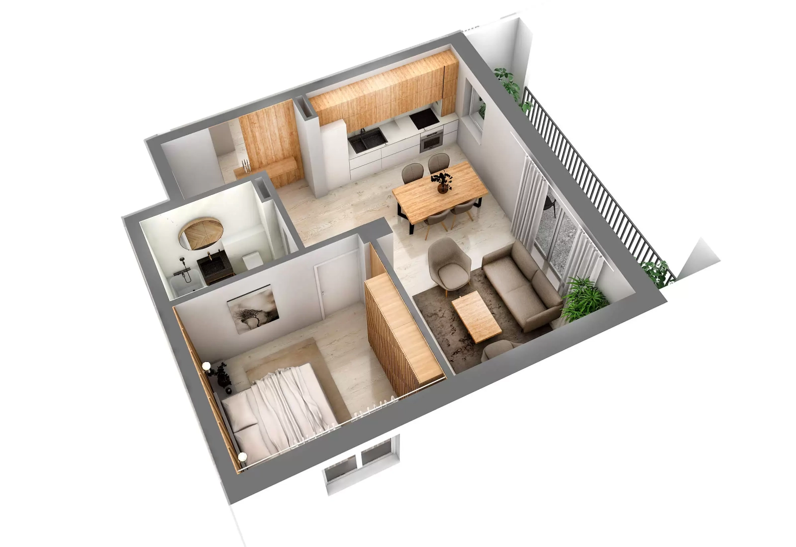 Apartament cu 2 camere tip E1