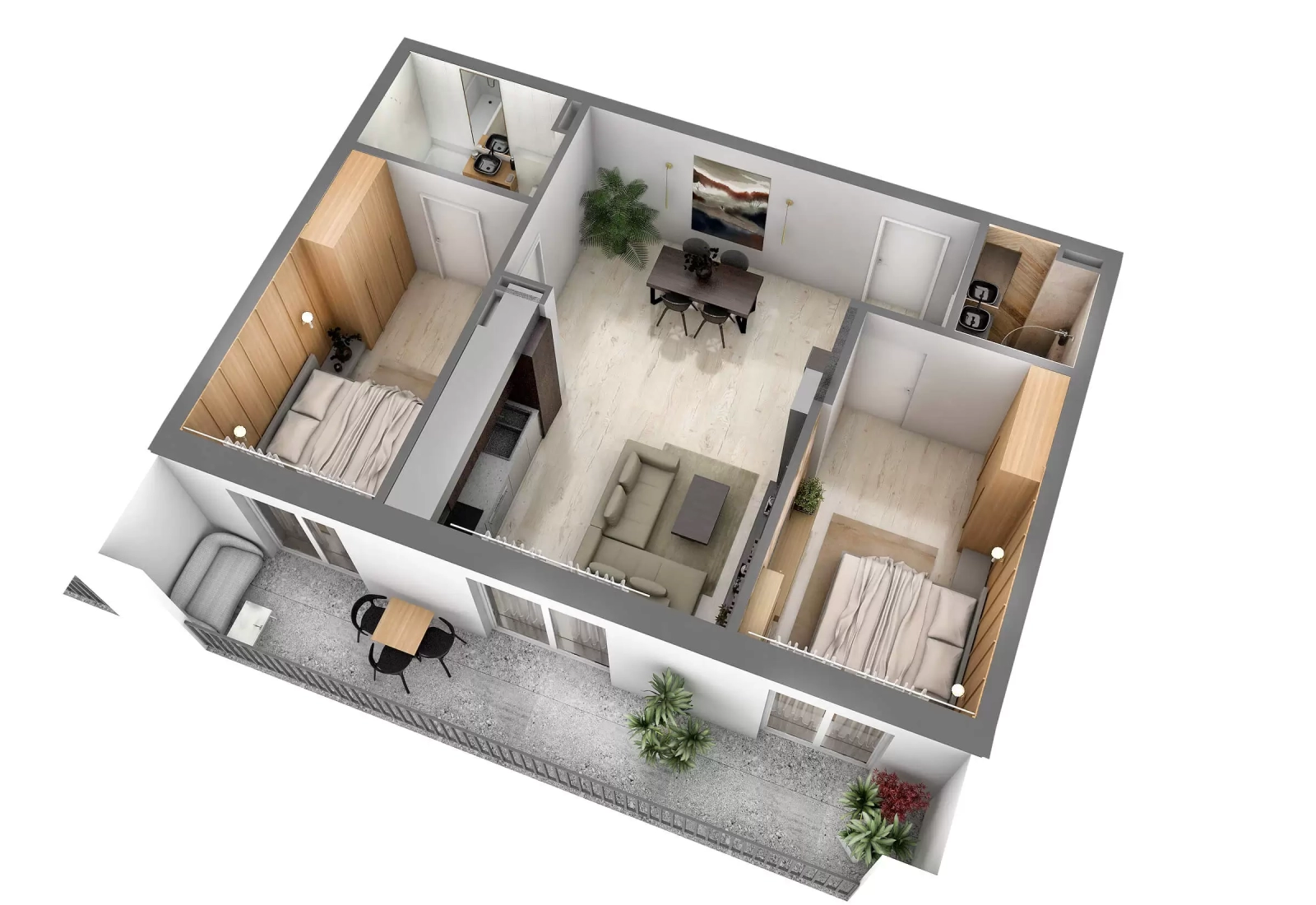 Apartament cu 3 camere tip D1