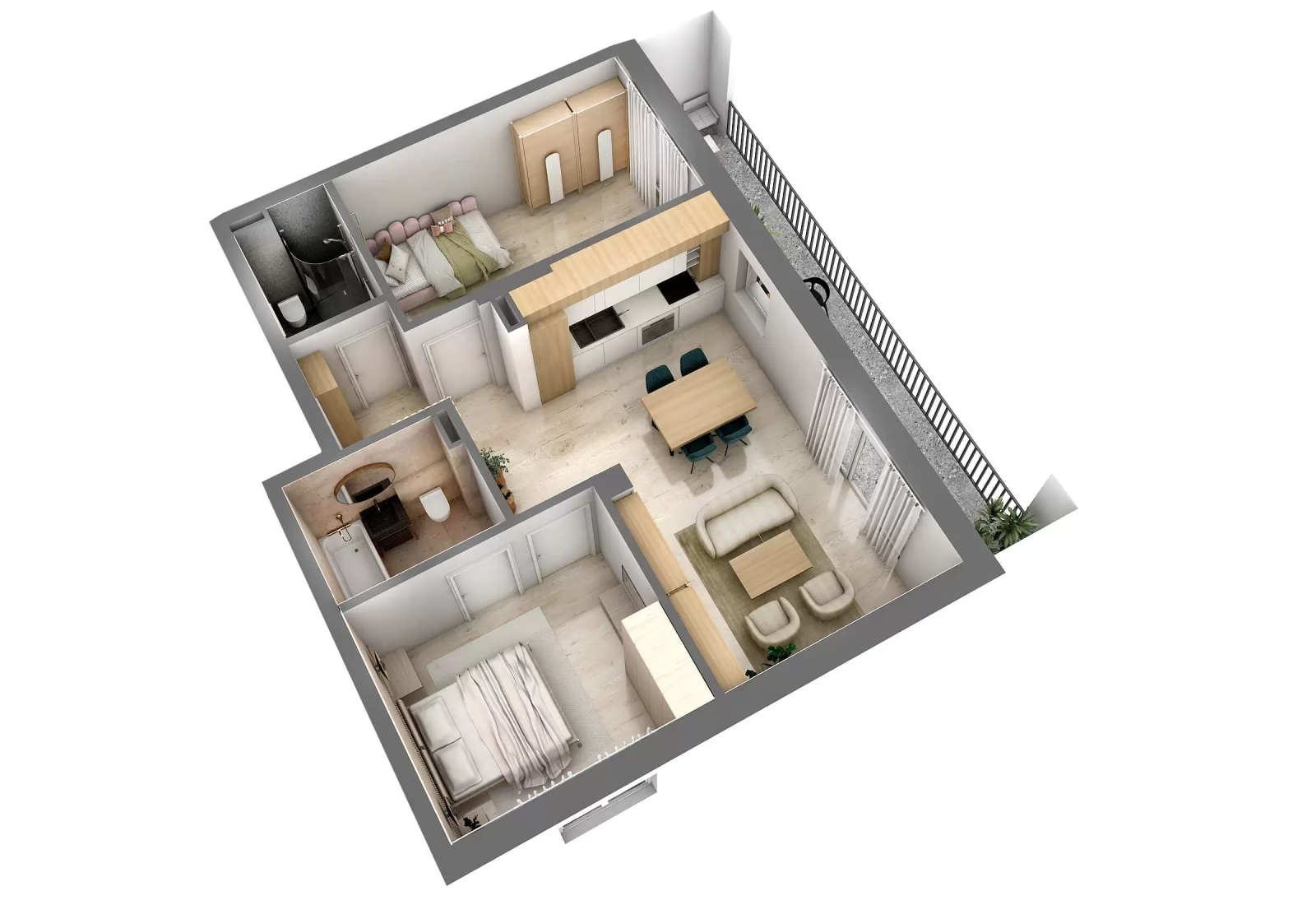 Apartament cu 3 camere tip D2