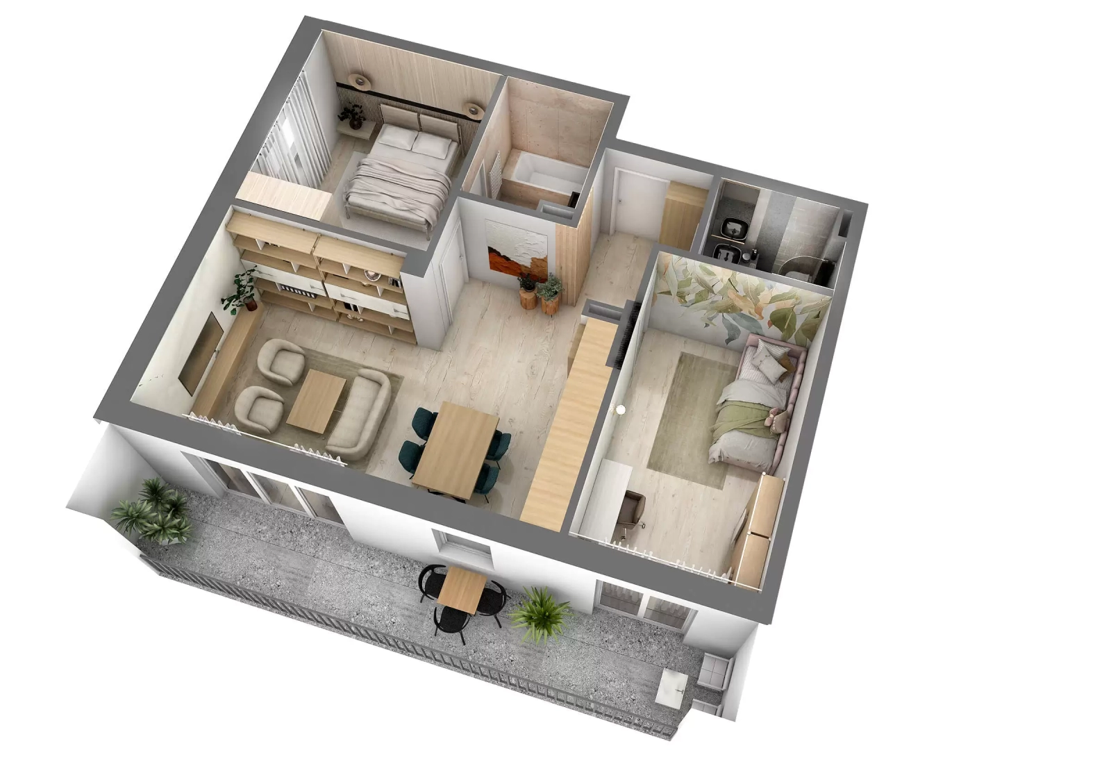 Apartament cu 3 camere tip D2