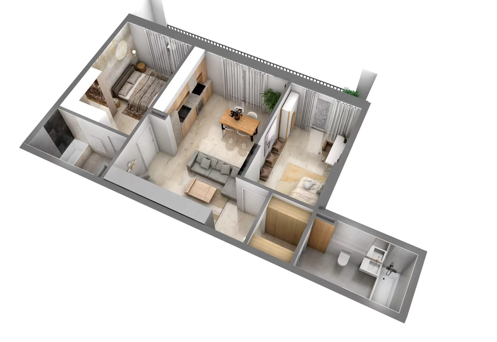 Apartament cu 3 camere tip D3