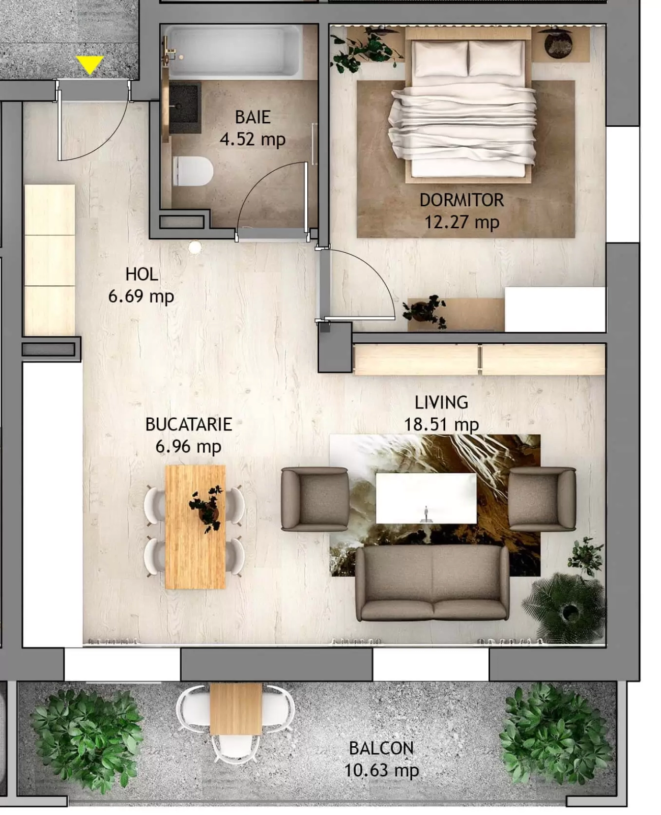 Apartament cu 2 camere tip E1